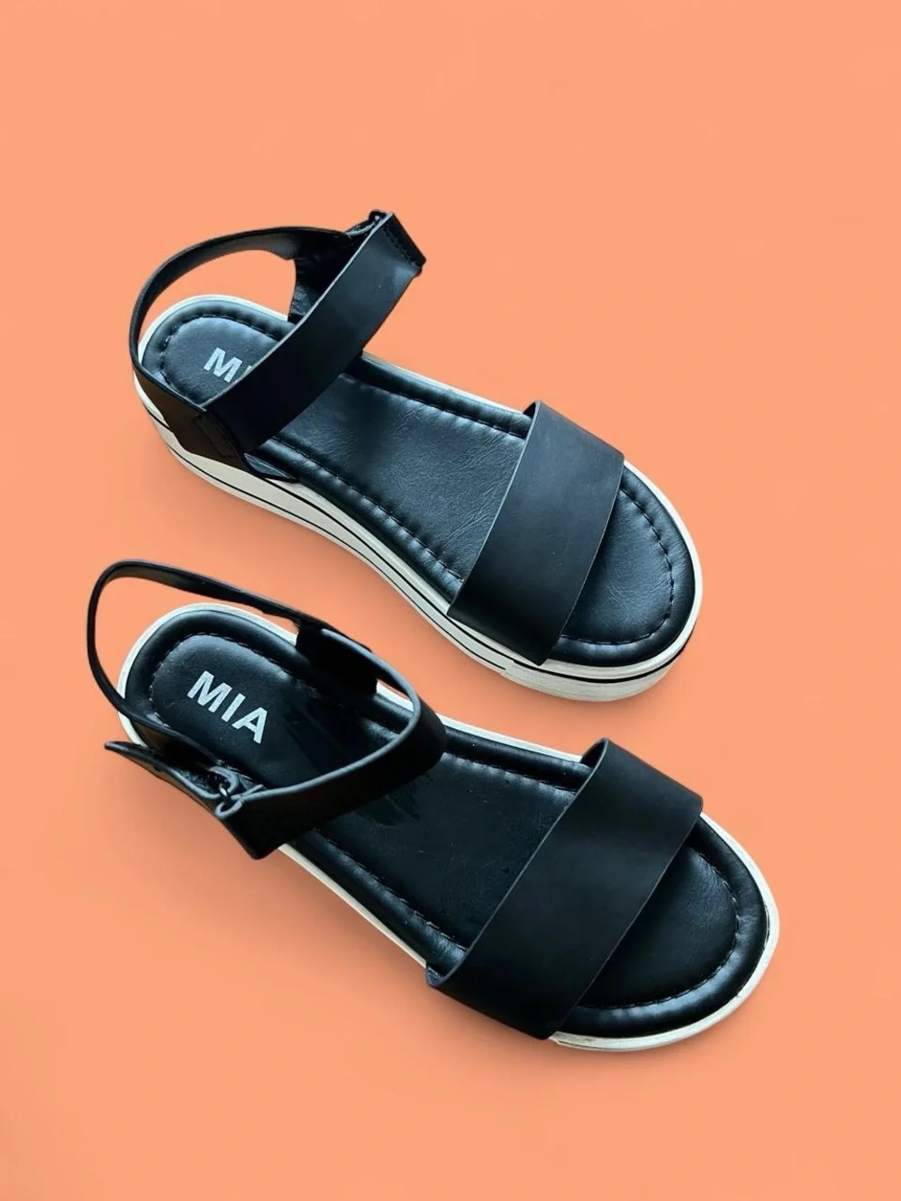 MIA Black Platform Slingback Sandals